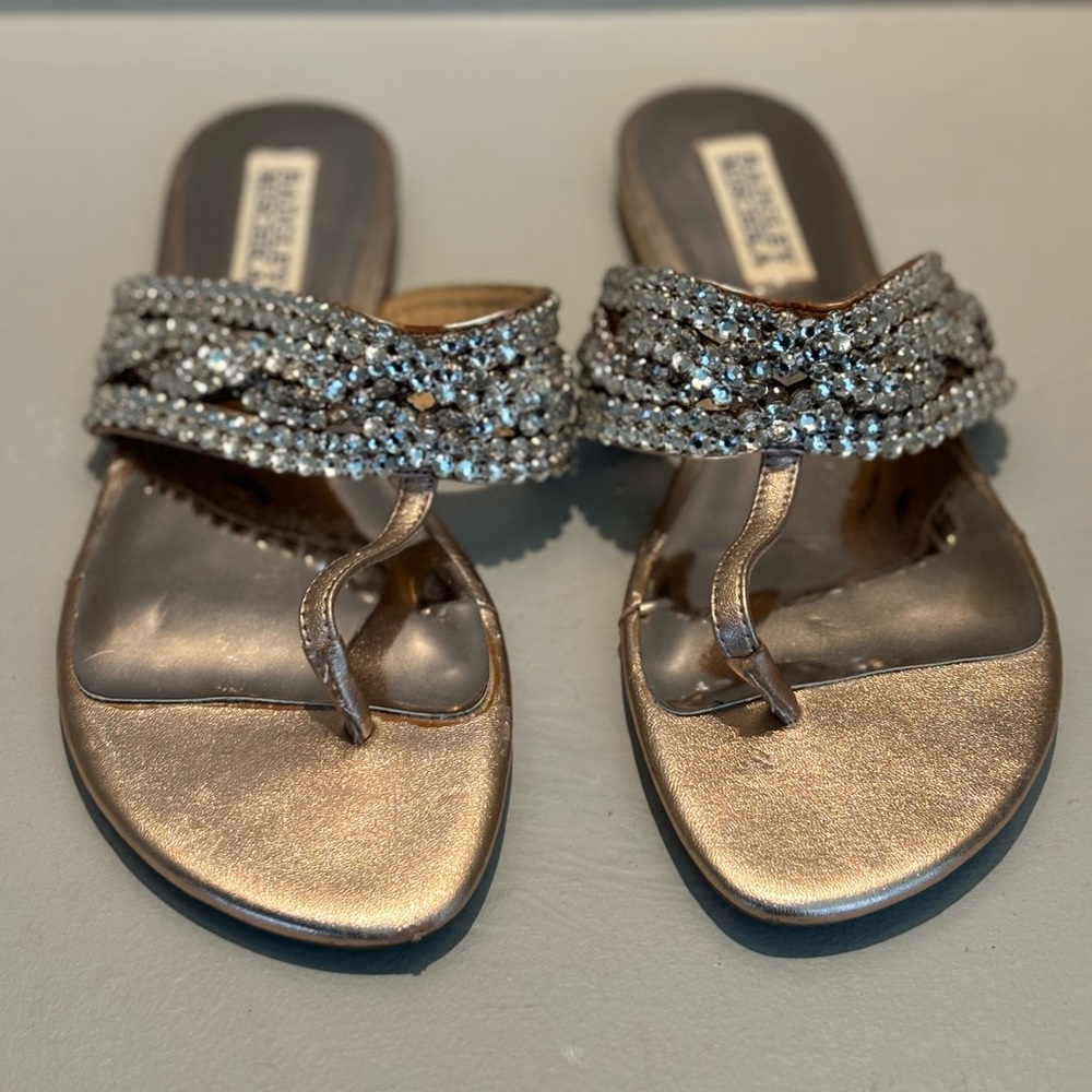 Goddess whimsy rose gold metallic beach sandal w/gems summer boho fest  designer
